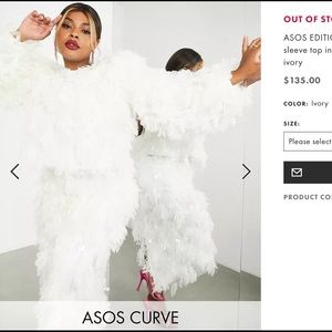 ASOS textured sequin mesh top in ivory